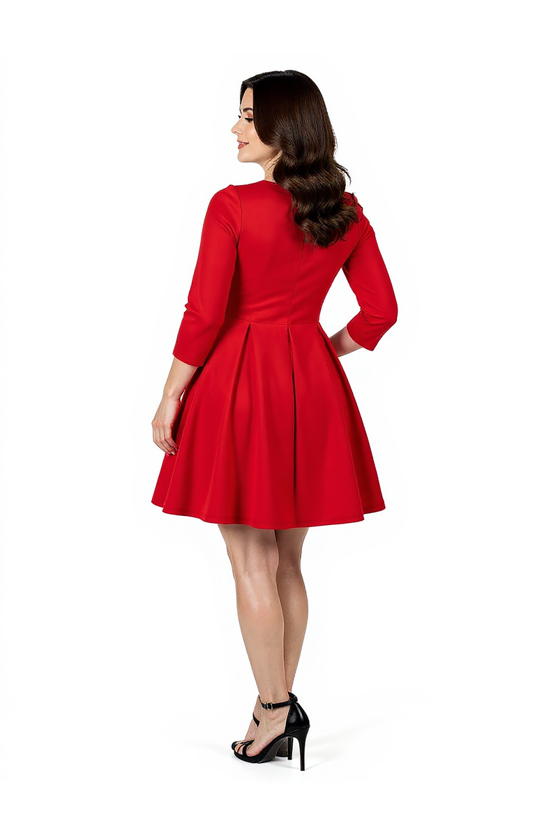 24seven Comfort Apparel Perfect Fit and Flare Maternity Pocket Dress, Alternate, color, Red