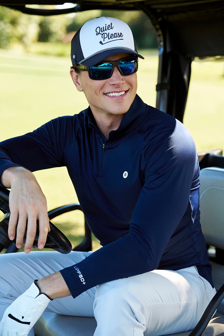 Ð Birdie Breeze Performance Golf Rope Cap with Protection, UPF 50+ Sun Protection, Alternate, color, Navy/White Stripe