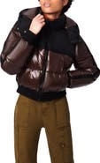BERNIE Water Resistant Shiny Mixed Media Crop Puffer Jacket