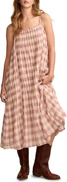 Lucky Brand Smocked Sleeveless Midi Dress