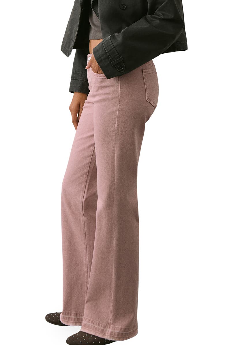 MANGO TEEN Twist Seam Mid Rise Flare Jeans, Alternate, color, Pastel Pink