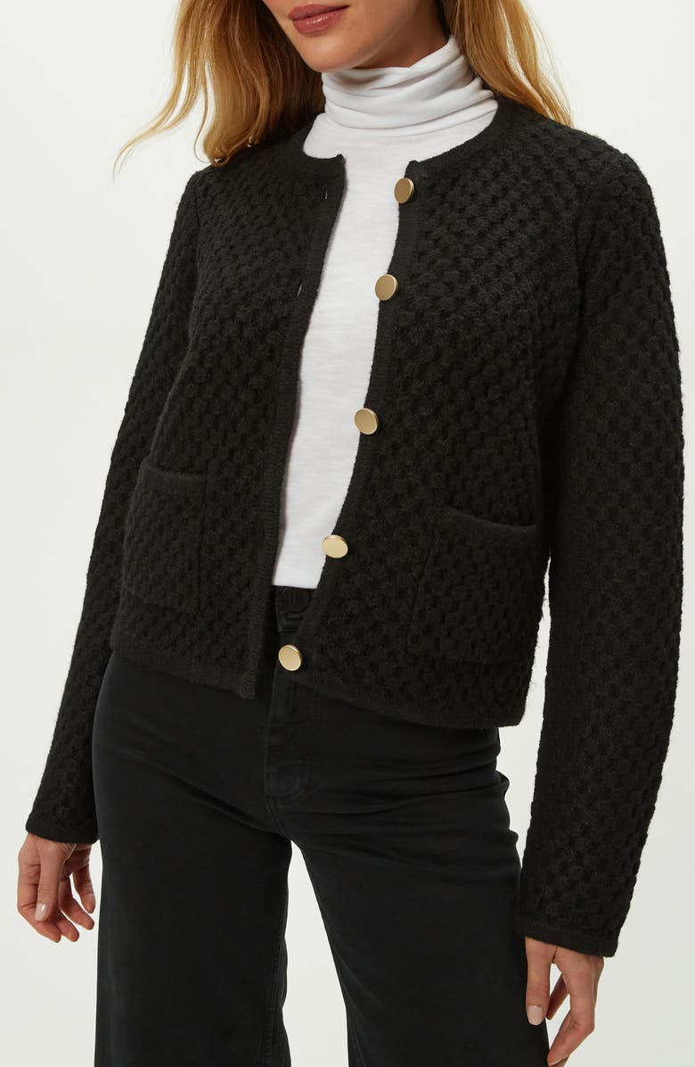 Michael Stars Cera Honeycomb Stitch Cardigan, Alternate, color, Black