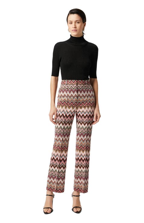 Classic Zig Zag Trousers With Cropped Hem