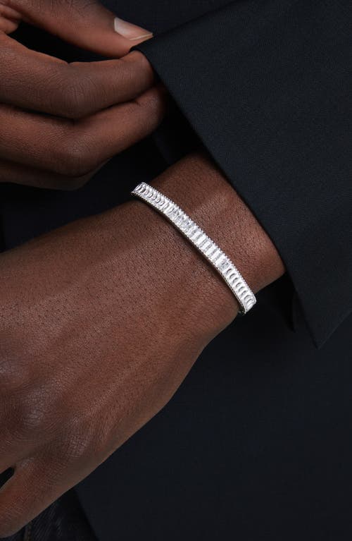 Swarovski Crystal Dextera Bangle Octagon Shape Pave Medium White Rhodium Plated In White