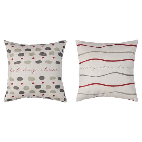 Holiday Prints Fabric Pillow Set of 2 Multicolor Throw Pillows