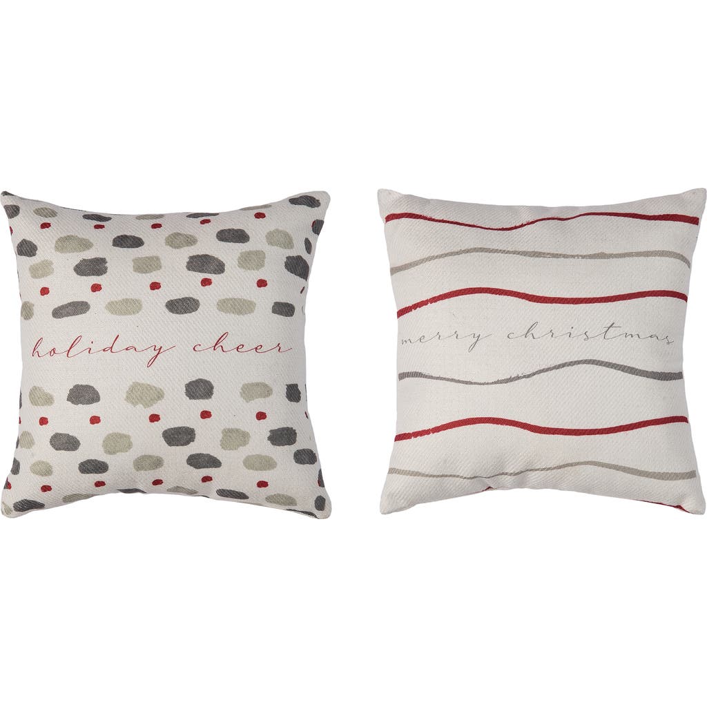 Transpac Holiday Prints Fabric Pillow Set Of 2 Multicolor Throw Pillows