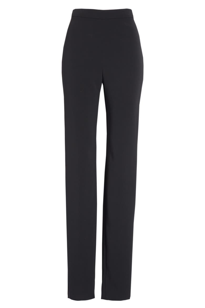 Stretch Crepe Cigarette Pants, Alternate, color, BLACK