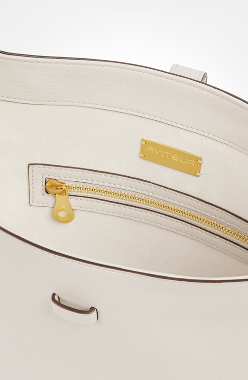 Aviteur Gigi Signature Weave Calfskin Shoulder Bag In White