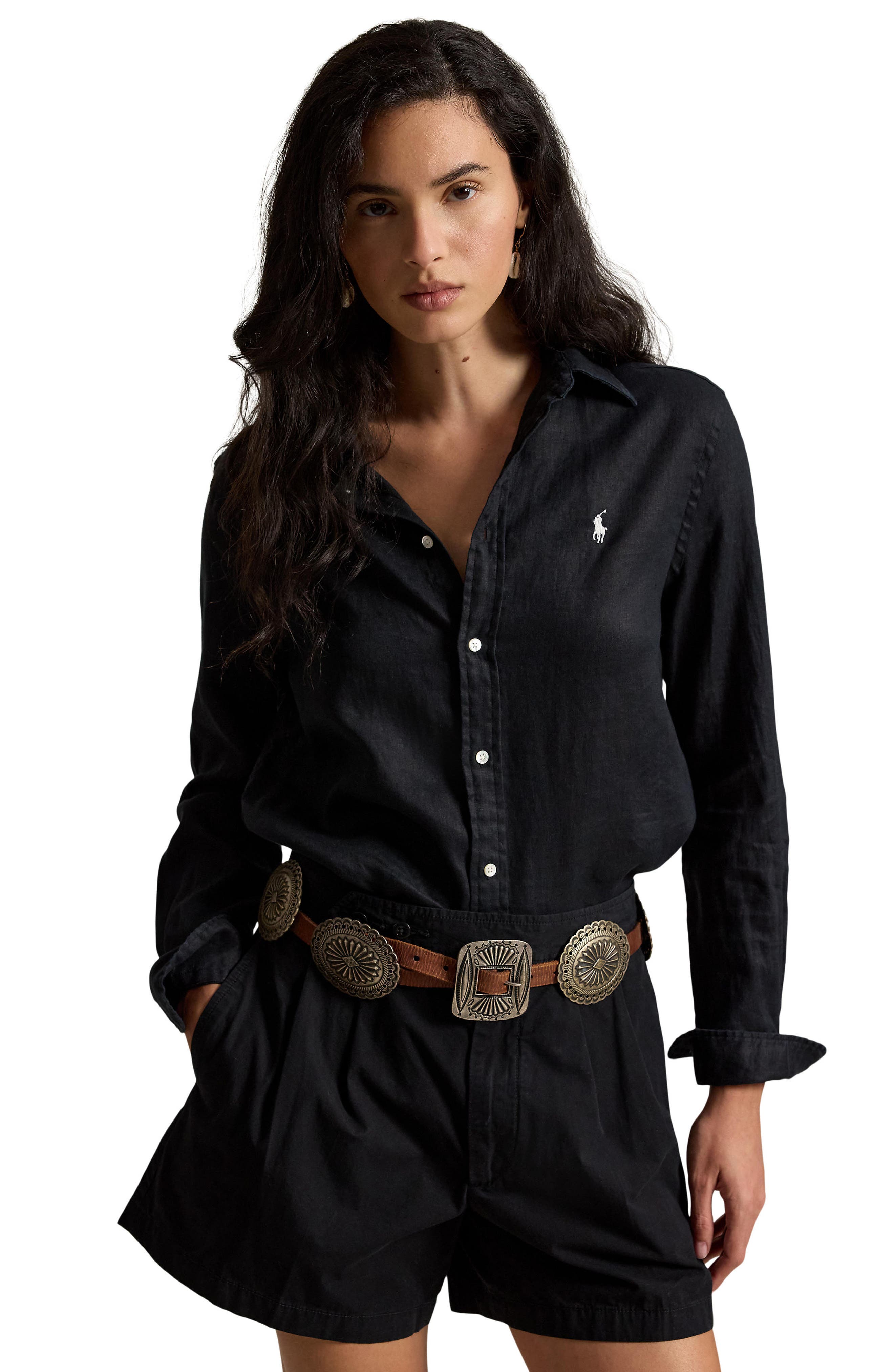 Polo Ralph Lauren Classic Fit Linen Button-Up Shirt (Women
