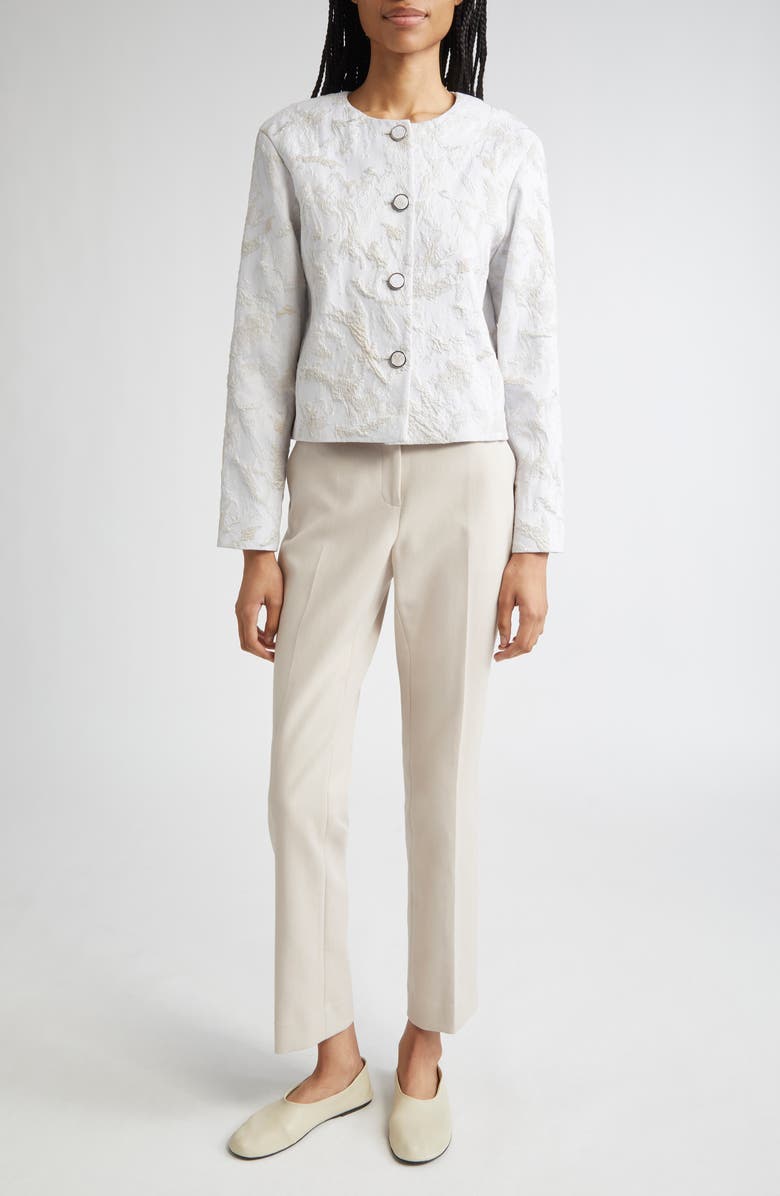 Lafayette 148 New York Speckled Glaze Jacquard Crop Jacket, Alternate, color, Pearl Multi
