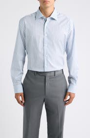 Jack Victor Dream Stripe Cotton Poplin Dress Shirt