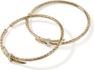 John Hardy Spear Hoop Earrings, Silver, Diamonds, 50mm