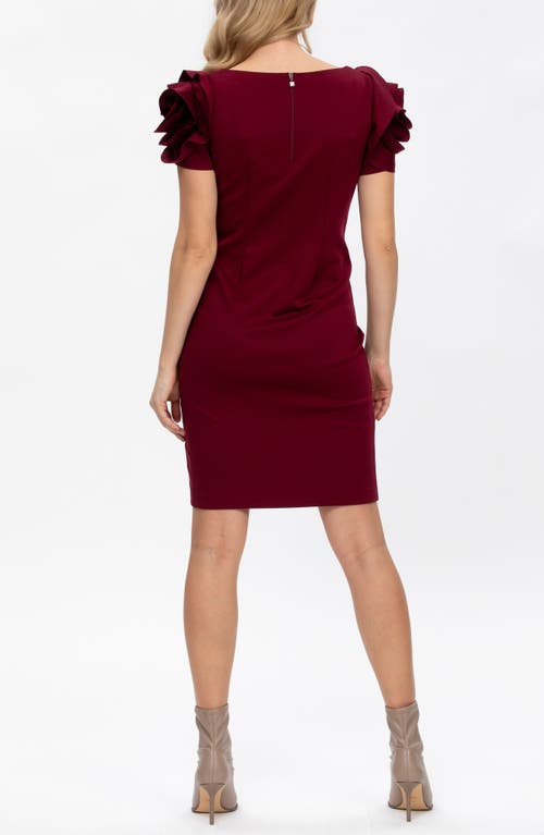 Pietro Brunelli Maternity Maternity Sheath Capri Dress With Rose Sleeve Detail In Burgundy