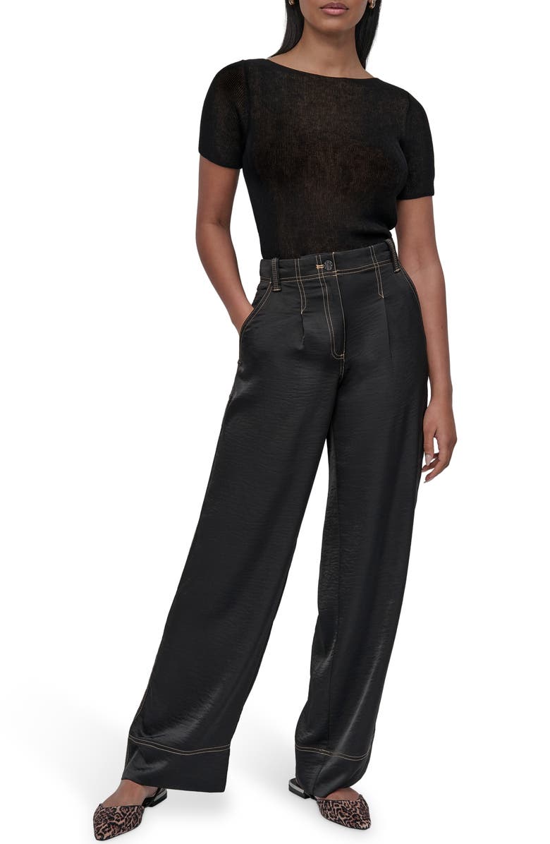 DKNY Glazed Contrast Stitch Straight Leg Pants, Alternate, color, 