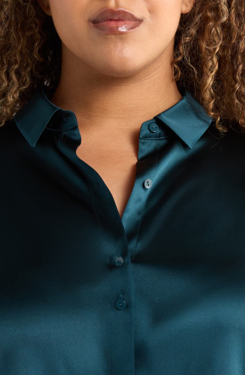 Eileen Fisher Classic Collar Stretch Silk Shirt, Alternate, color,