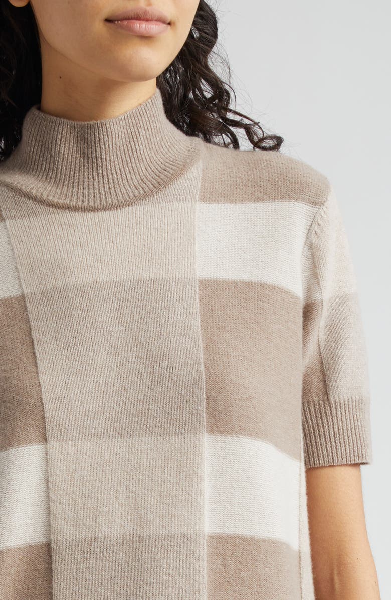 Emporio Armani Check Wool & Cashmere Mock Neck Sweater, Alternate, color,