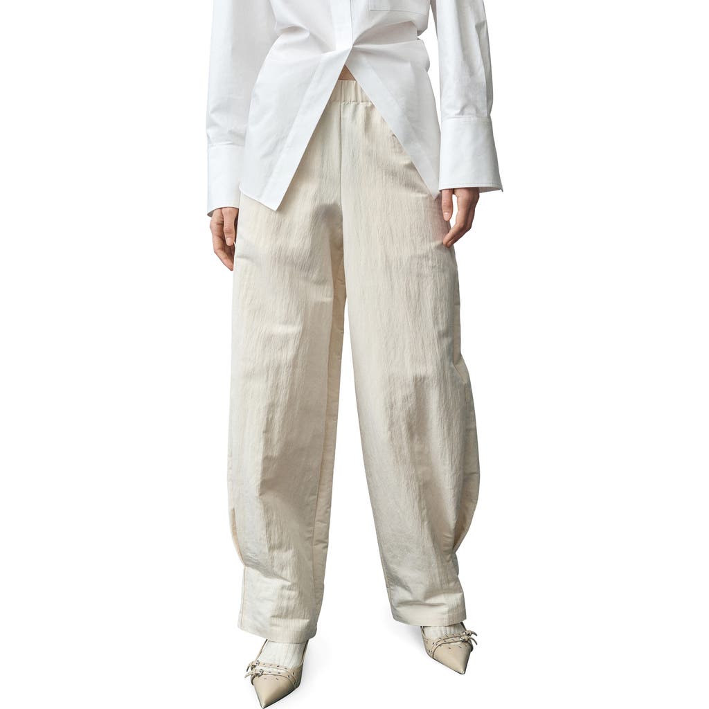 Mango Wide Leg Pants In Ecru