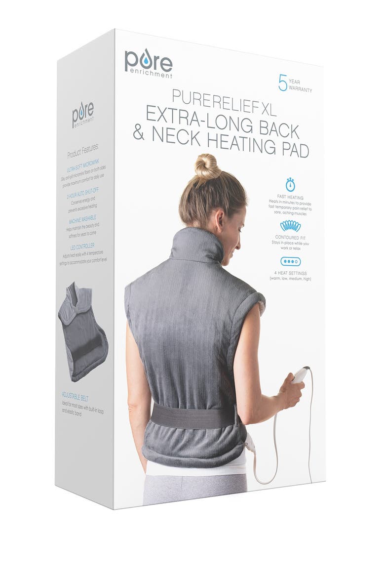 PureRelief XL - Extra-Long Back and Neck Heating Pad - Gray, Alternate, color, GRAY