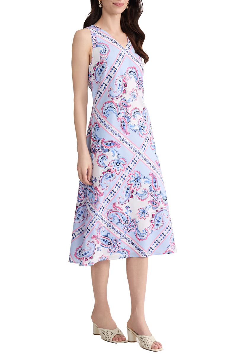 Jones New York Paisley Print Sleeveless Midi Dress, Alternate, color, Breeze Blue Multi