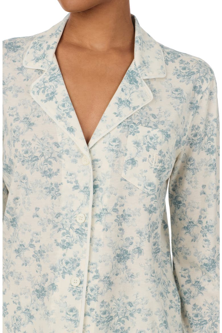 Floral Cotton & Viscose Pajamas, Alternate, color, BLUE/ FLORAL
