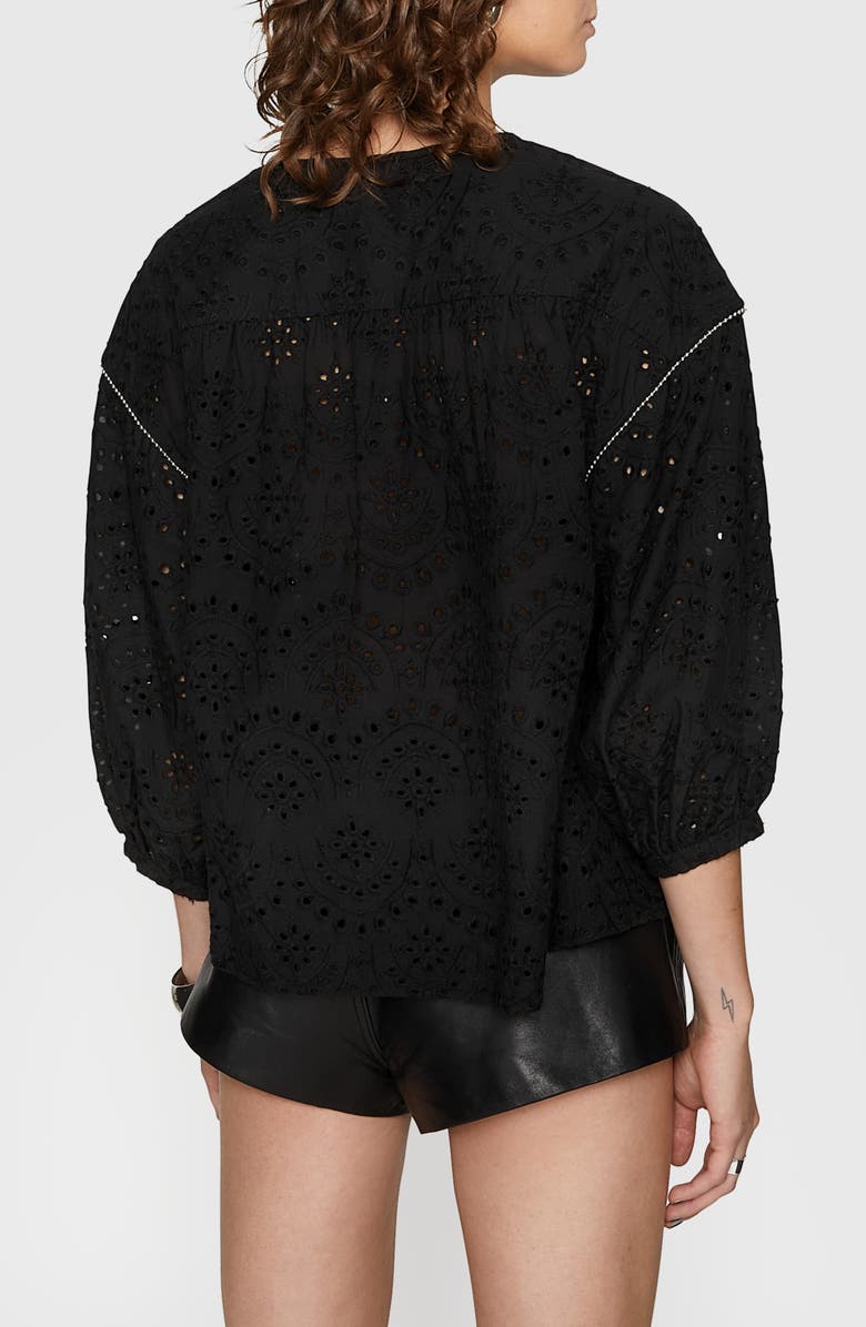 Rebecca Minkoff Jane Eyelet Button-Up Shirt, Alternate, color, True Black