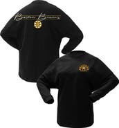 FANATICS Women's Fanatics Branded Black Boston Bruins 100th Anniversary Sparkle Spirit Jersey T-Shirt