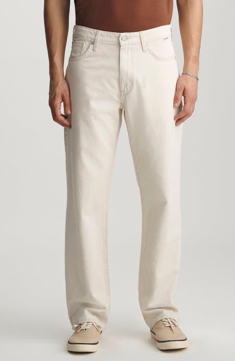 Marlon Relaxed Straight Leg Cotton & Linen Jeans (Ecru Linen Denim) (Regular & Big)
