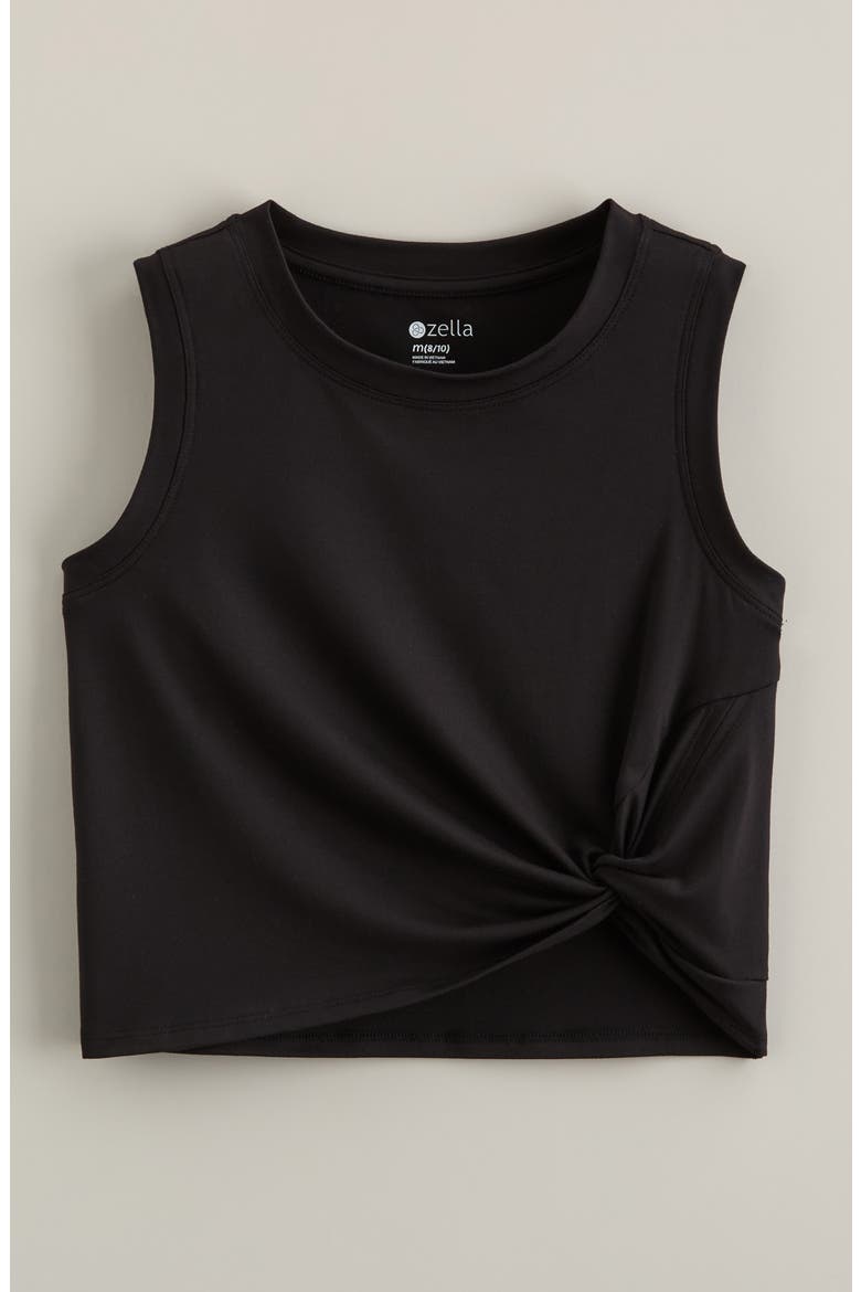 Kids' Sideline Knot Tank, Main, color, BLACK