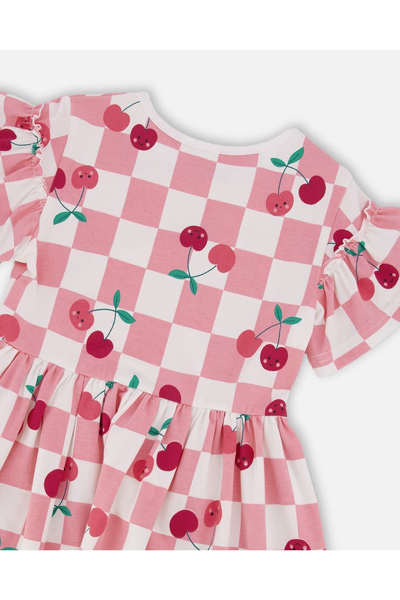 Organic Cotton Jersey Cherries Short Sleeve Dress, Alternate, color, Pink Printed Cherries