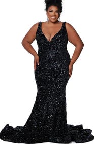 Johnathan Kayne for Sydney's Closet V-Neck Mermaid Plus Size Evening Gown
