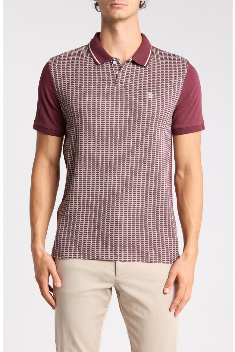 Geo Tipped Cotton Jacquard Polo, Main, color, PORT ROYALE