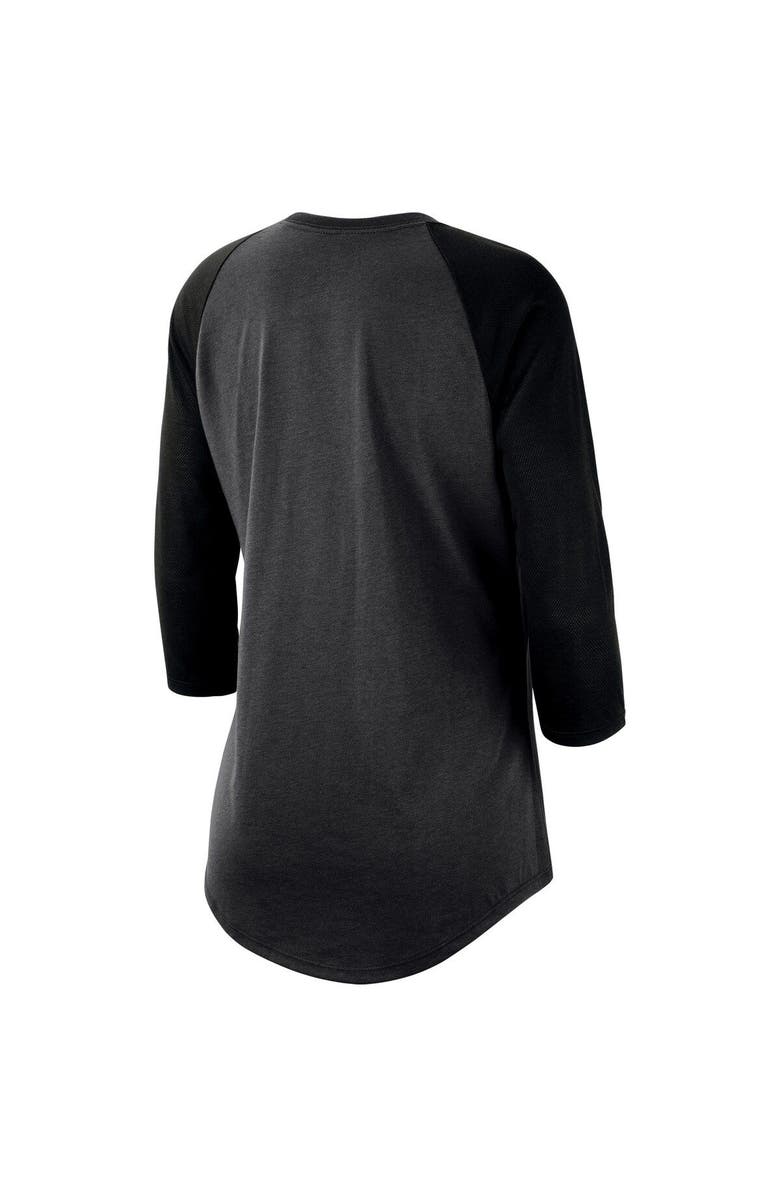 Nike Women's Nike Charcoal/Black Houston Rockets Wordmark Logo Performance 3/4-Sleeve Raglan T-Shirt, Alternate, color,