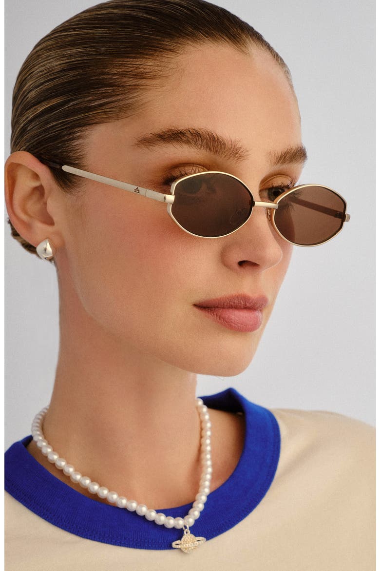 Objective 53mm Oval Sunglasses, Alternate, color, GOLD / BROWN MONO