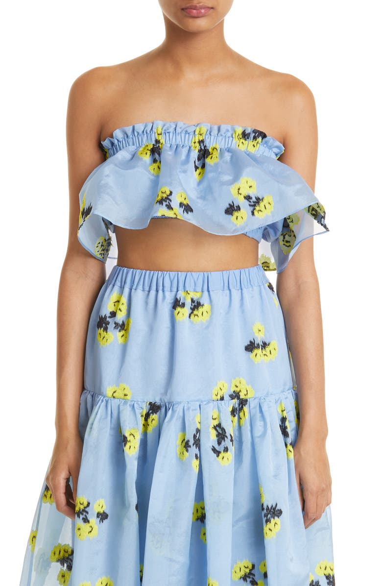 Tanya Taylor Lara Midi Skirt, Main, color, Summer Blossom Oxford Blue