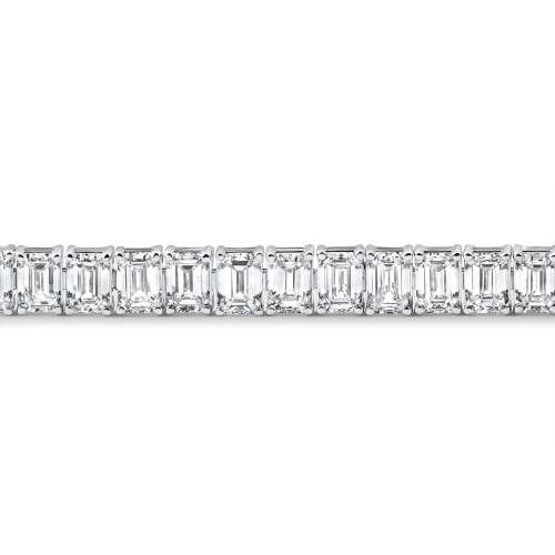 Bliss Diamond 15ct Emerald Cut Diamond Tennis Bracelet 7" 14k Gold In Silver