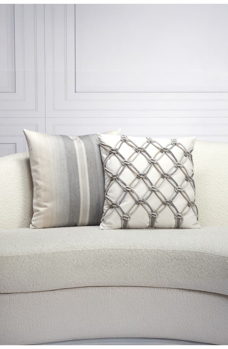 Elaine Smith Ombre Stripe Indoor & Outdoor Woven Accent Pillow, Alternate, color, Grigio