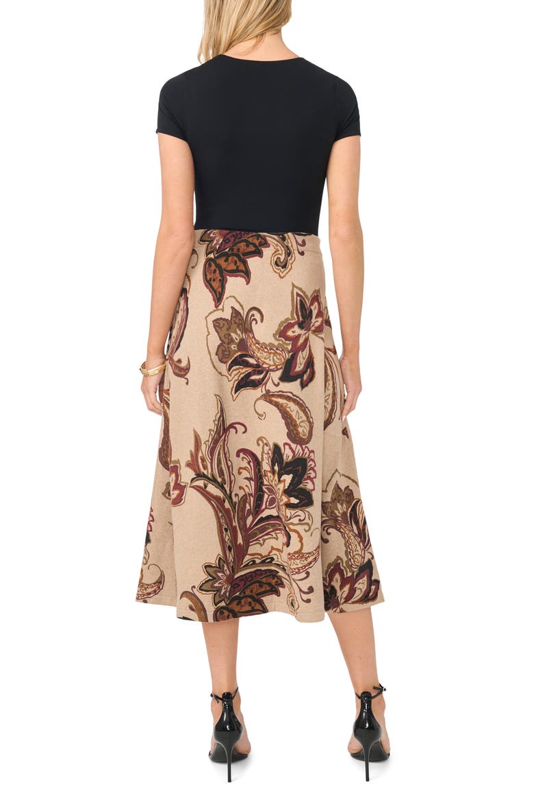 Print Midi Sweater Skirt, Alternate, color, WOODEN