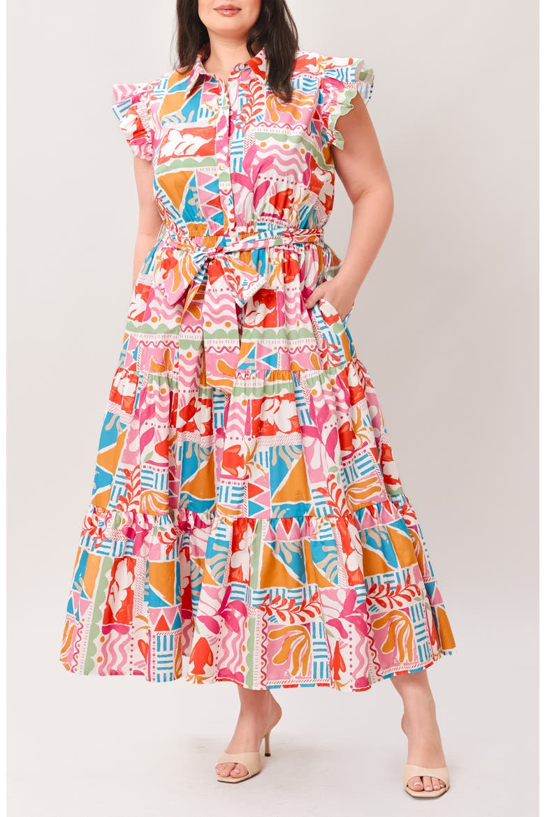 Printed Maxi Shirtdress, Main, color, MULTI PRINT