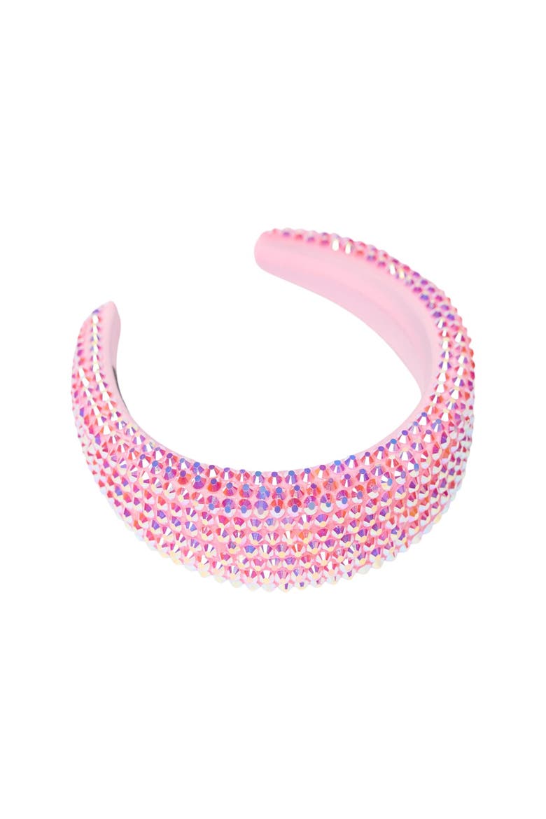 Colored rhinestone puff headband, Main, color, Light Pink