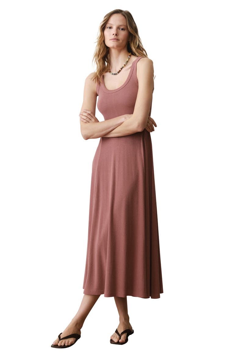 Lexi Rib Sleeveless Fit & Flare Midi Dress, Alternate, color, CLAY