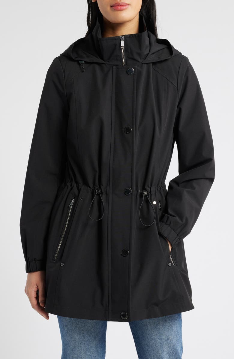 London Fog Hooded Jacket, Main, color, Black