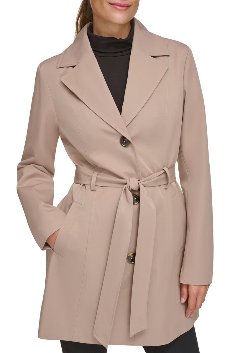 Kenneth Cole Belted Water Resistant Trench Coat, Main, color, Khaki