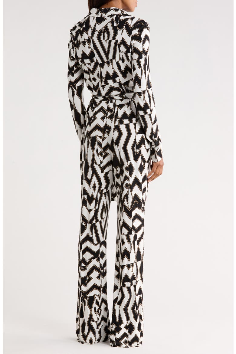 Michele Long Sleeve Wrap Jumpsuit, Alternate, color, TROY MAZE - BLACK/ WHITE