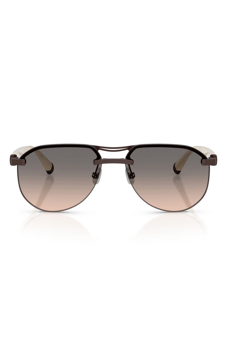 Brunello Cucinelli Carlito B 57mm Pilot Sunglasses, Main, color, Matte Chocolate