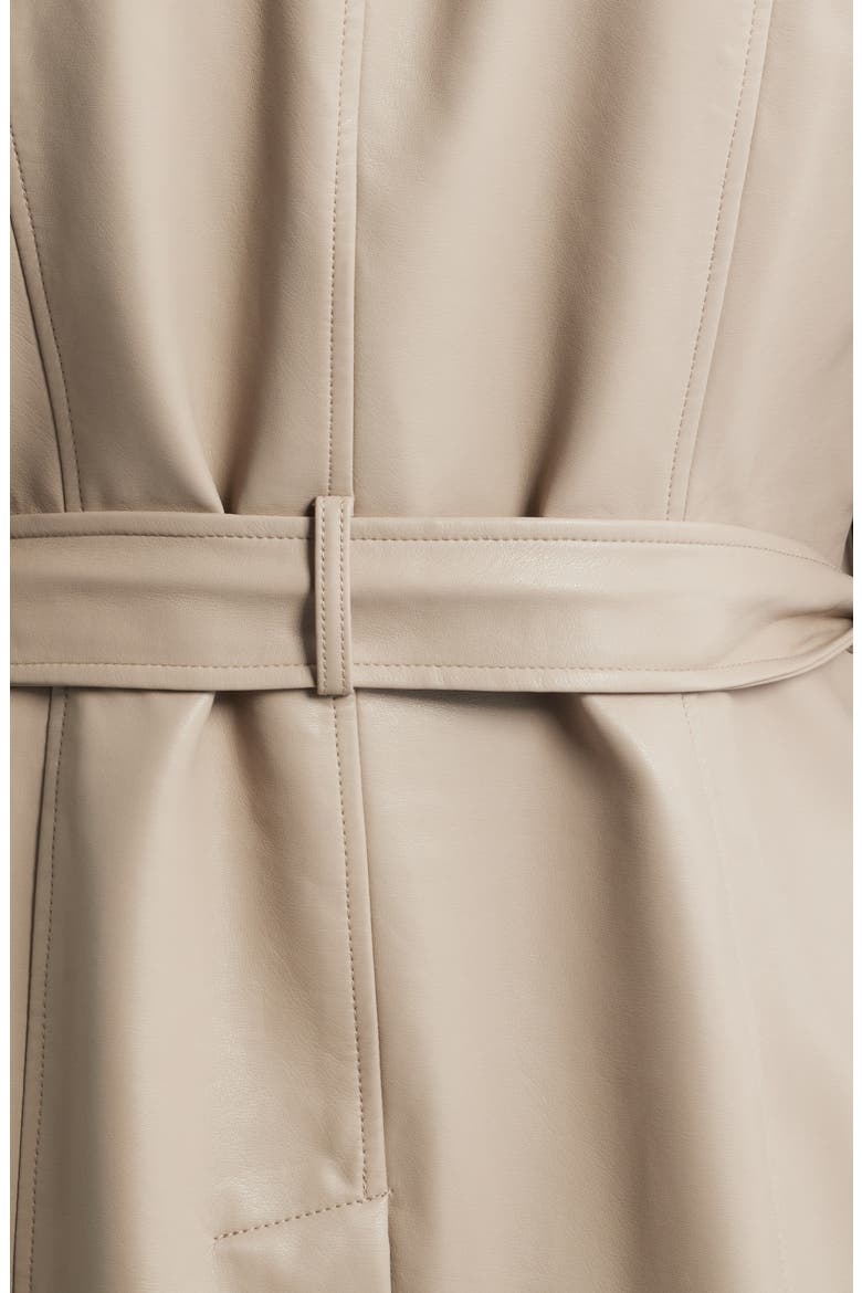 Belted Faux Leather Trench Coat, Alternate, color, DUNE