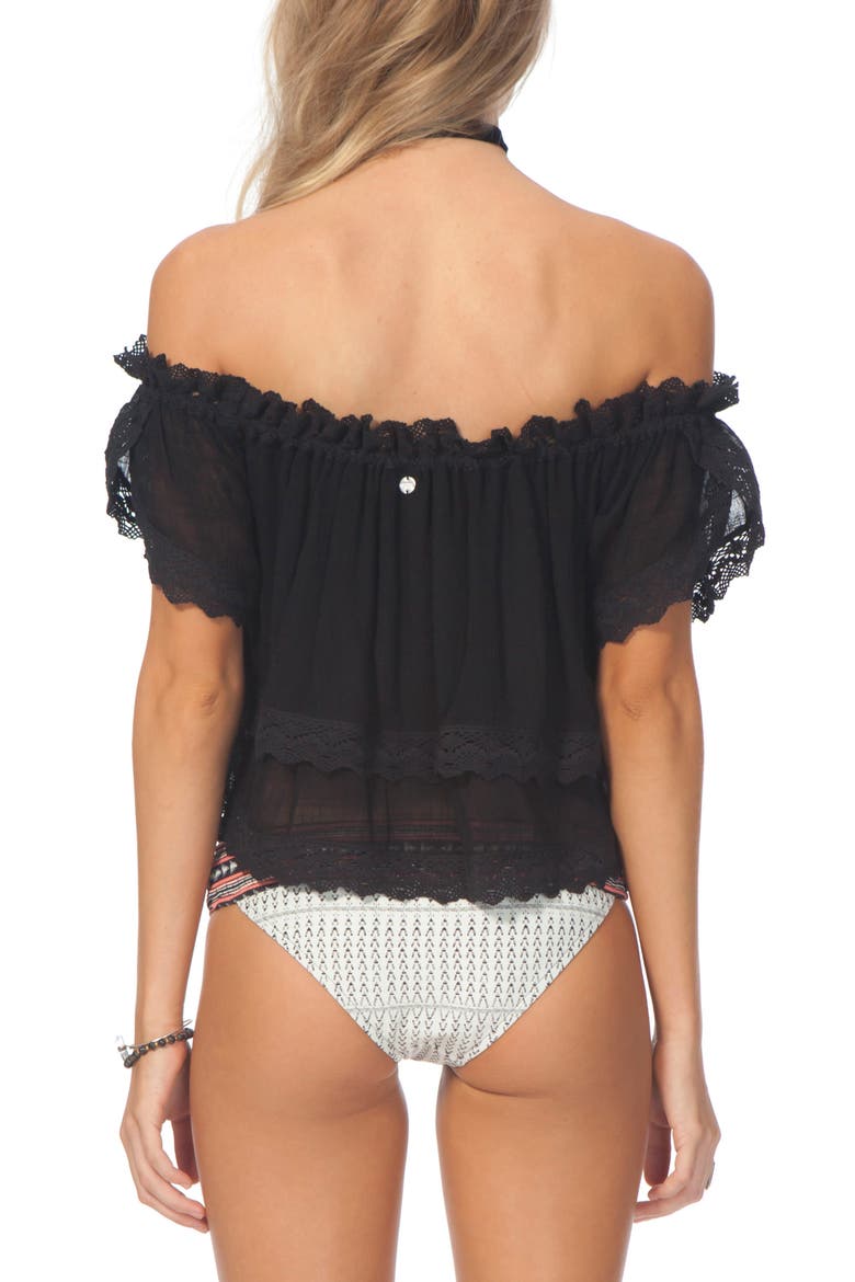 Atlas Off the Shoulder Crop Top, Alternate, color, BLACK