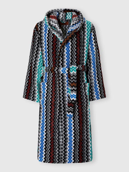 Missoni Home Neoclassic Bathrobe In Cotton Terry With Zigzag Pattern In Black