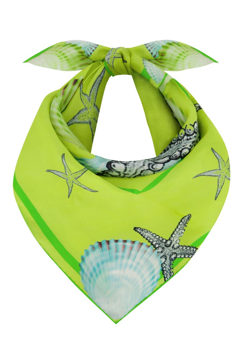 Fluorescent Shells Silk Scarf, Alternate, color, GREEN