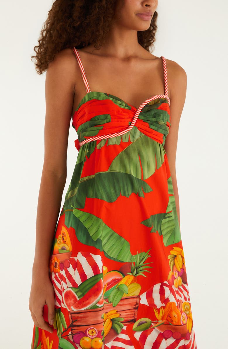 FARM Rio Fruit Trolley Midi Dress, Alternate, color, Fruit Trolley Red