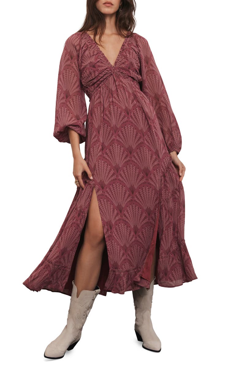 MINT VELVET Floral Design Midi Dress, Main, color, Burgundy
